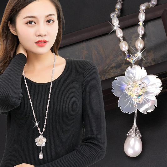 Women's Crystal Sweater Chain Long Pendant Accessories