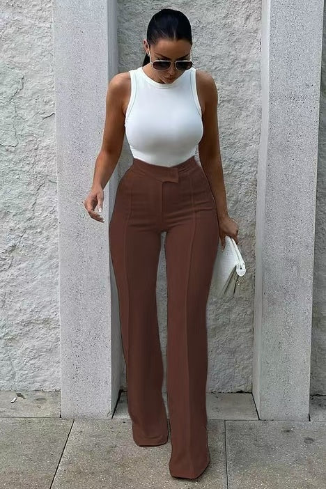 Fashion Solid Color Pants Wide Leg