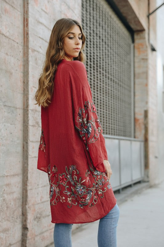 Floral Thin Kimono Long Cardigan