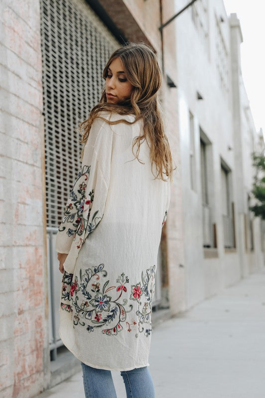 Floral Thin Kimono Long Cardigan