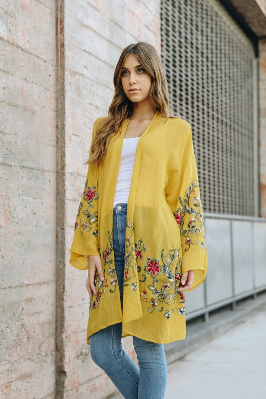 Floral Thin Kimono Long Cardigan