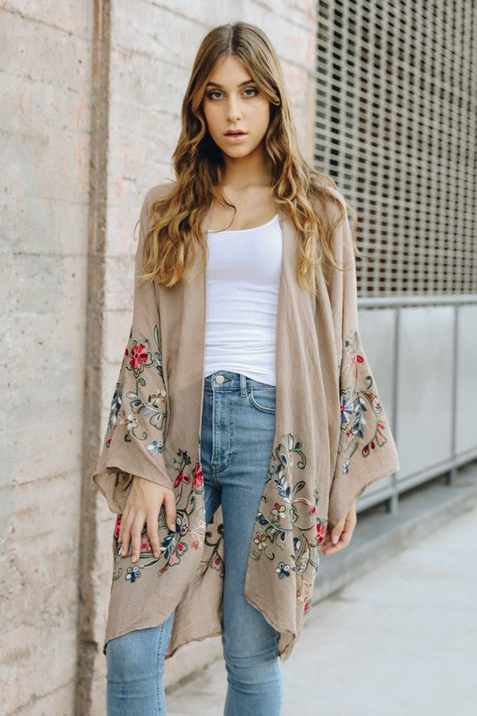 Floral Thin Kimono Long Cardigan