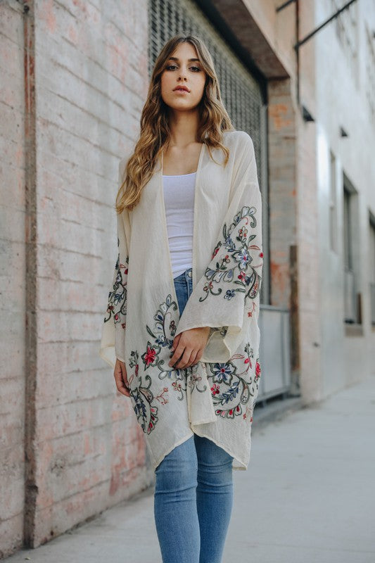 Floral Thin Kimono Long Cardigan