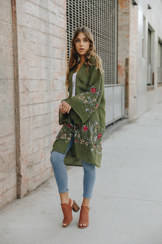 Floral Thin Kimono Long Cardigan