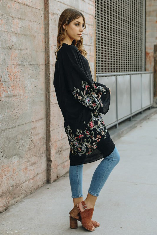 Floral Thin Kimono Long Cardigan