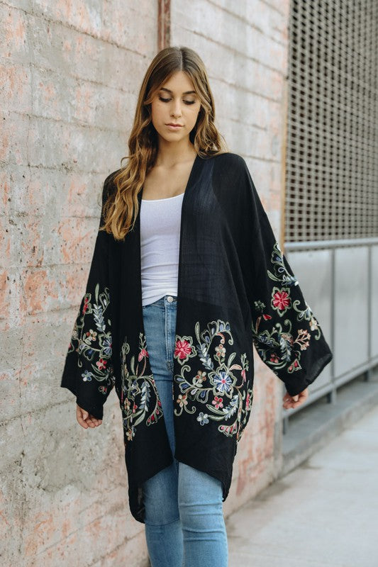 Floral Thin Kimono Long Cardigan