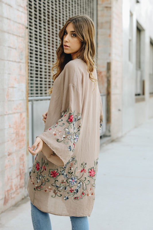 Floral Thin Kimono Long Cardigan