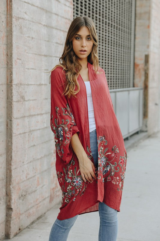 Floral Thin Kimono Long Cardigan