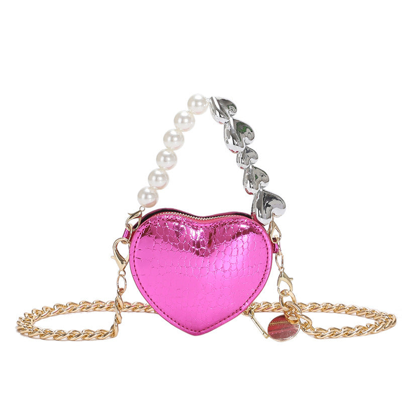 Mini Heart and Pearls Purse | Fashion Chain Heart Purse