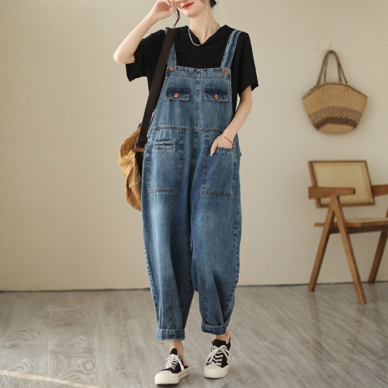 Denim Casual Overalls