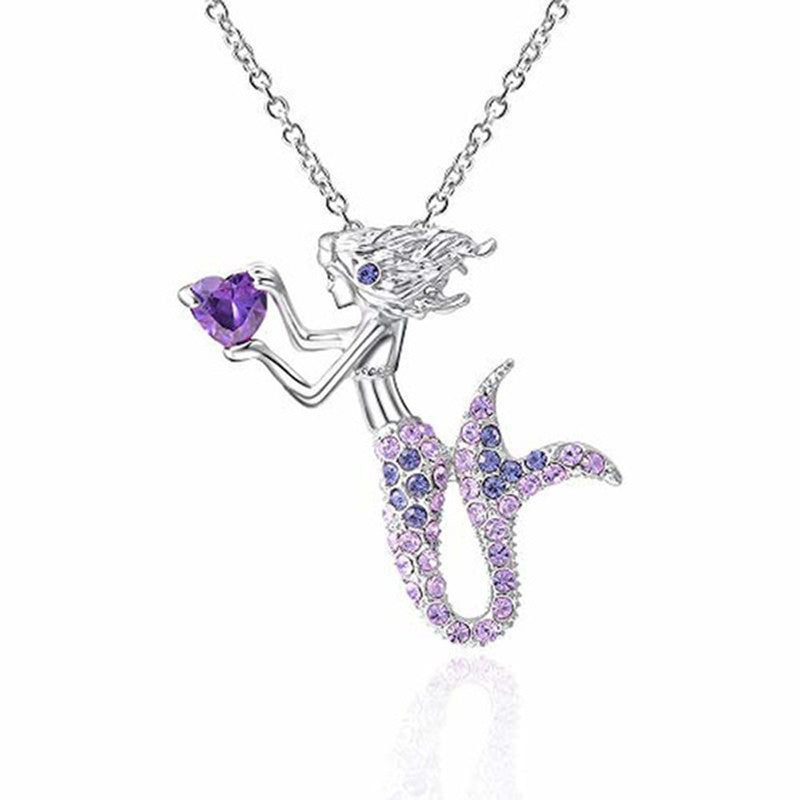 Fashion Mermaid Love Necklace Female Cartoon Niche