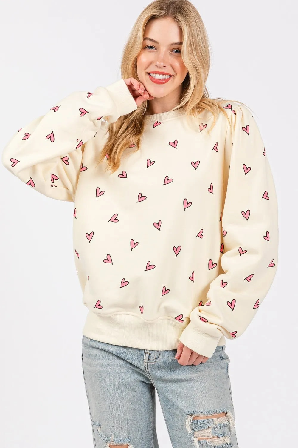 SAGE Heart Printed Sweatshirt