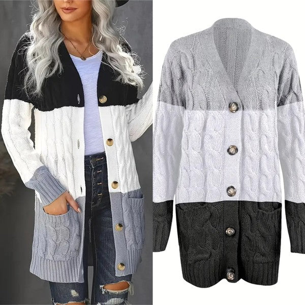 Cable Knit Cardigan Sweater