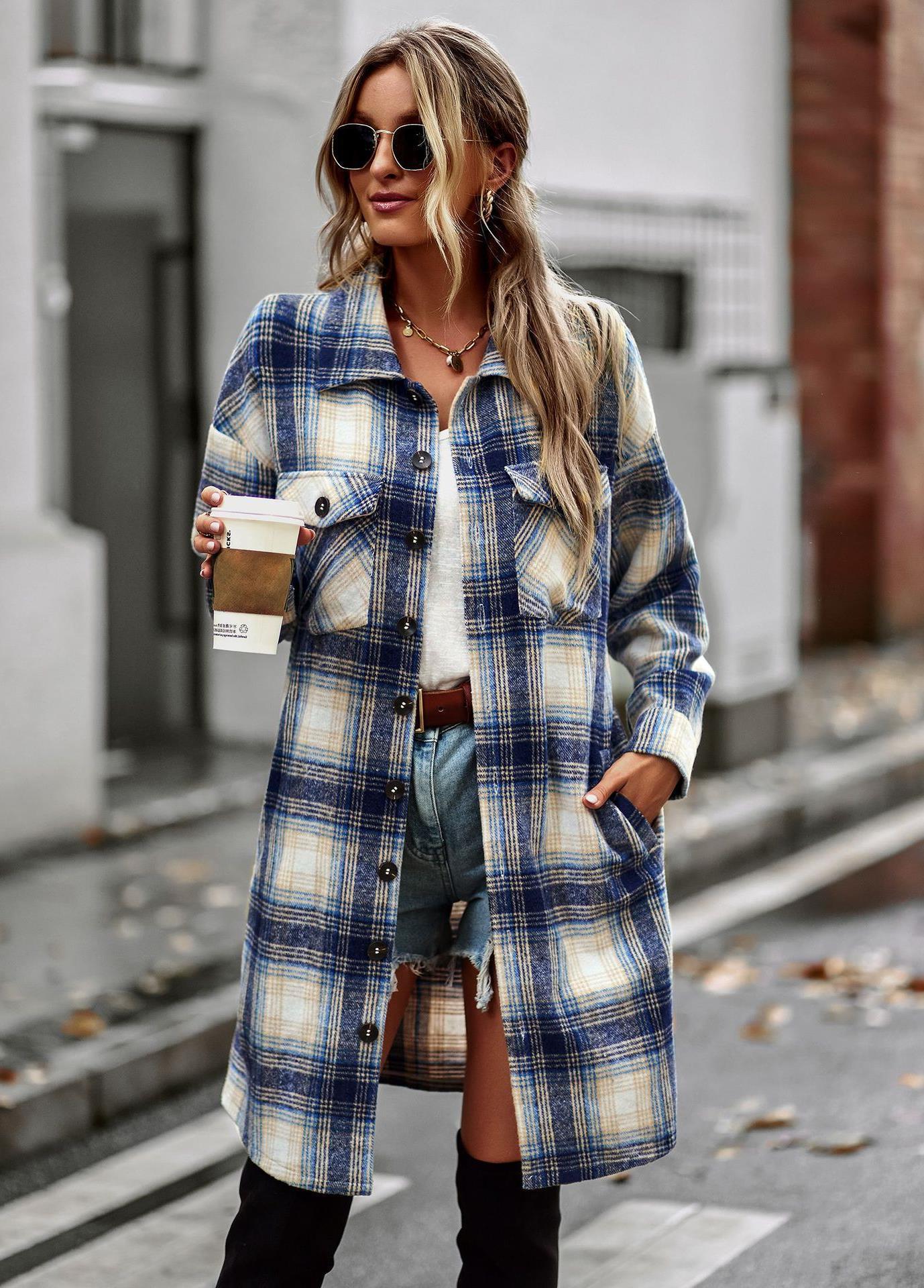 Long Plaid Cardigan