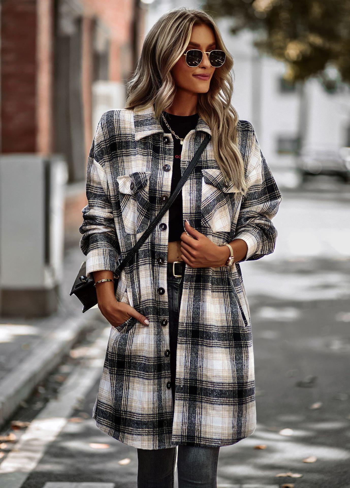 Long Plaid Cardigan