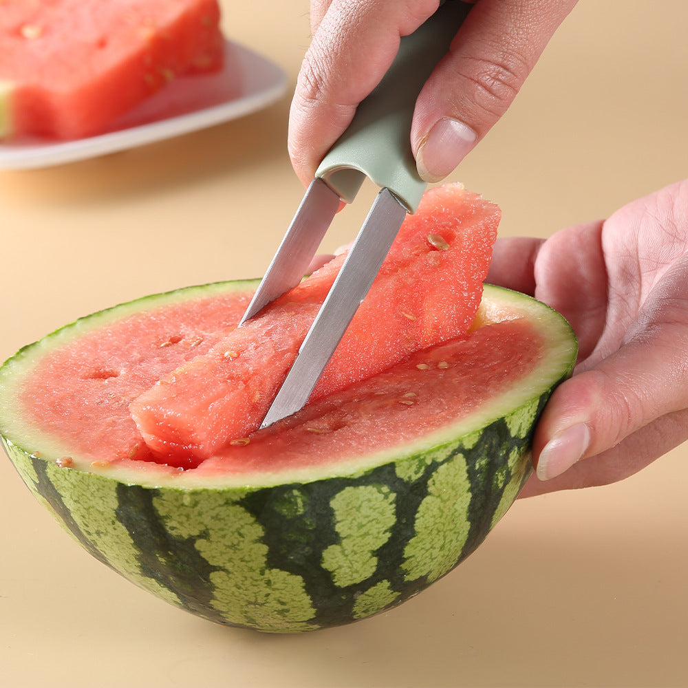 Kitchen Three-in-one Stainless Steel Fruit Cutting Gadget | Watermelon Shape Cutter | Chefs Favorite