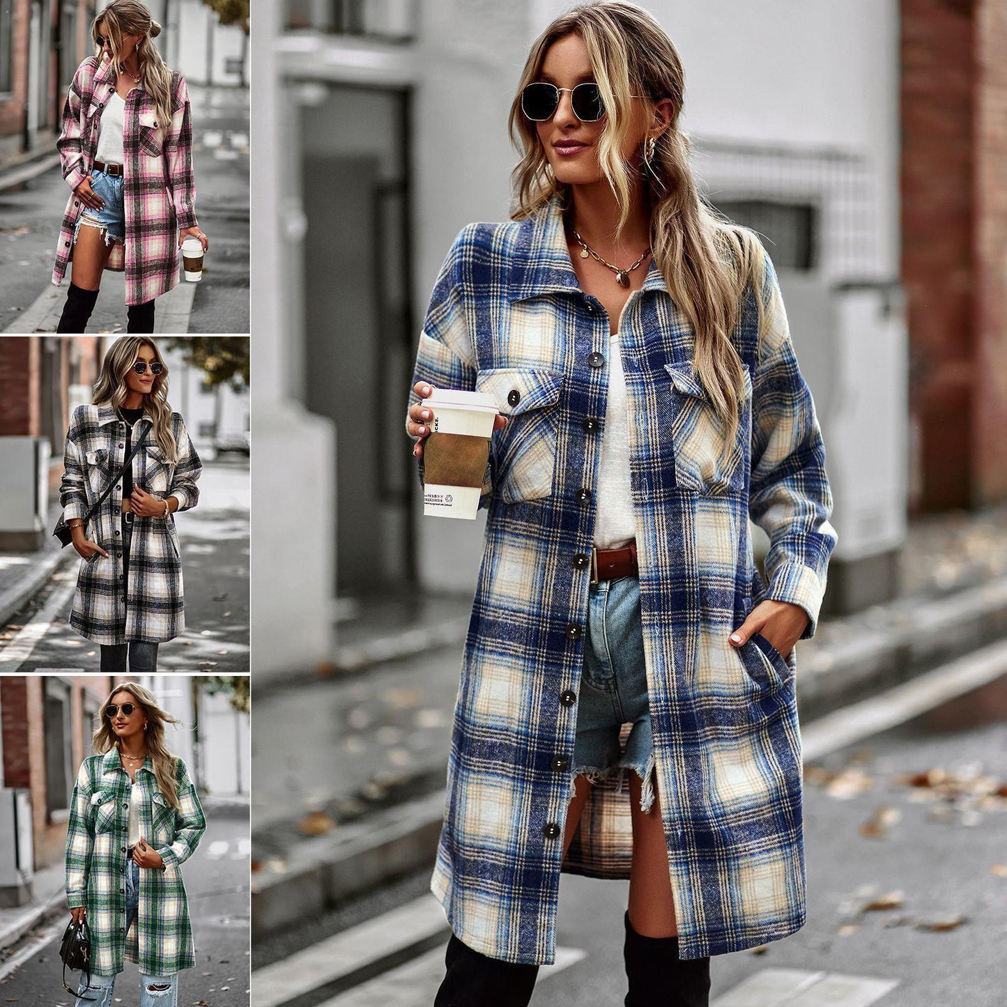 Long Plaid Cardigan