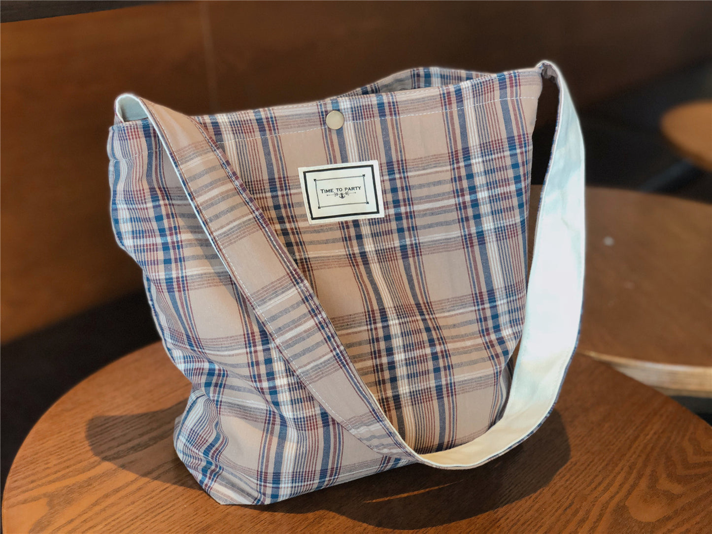 Brown Plaid Tote Bag | Plaid Shoulder Bag | Shoulder Prep Style Bag | Prep School Bag