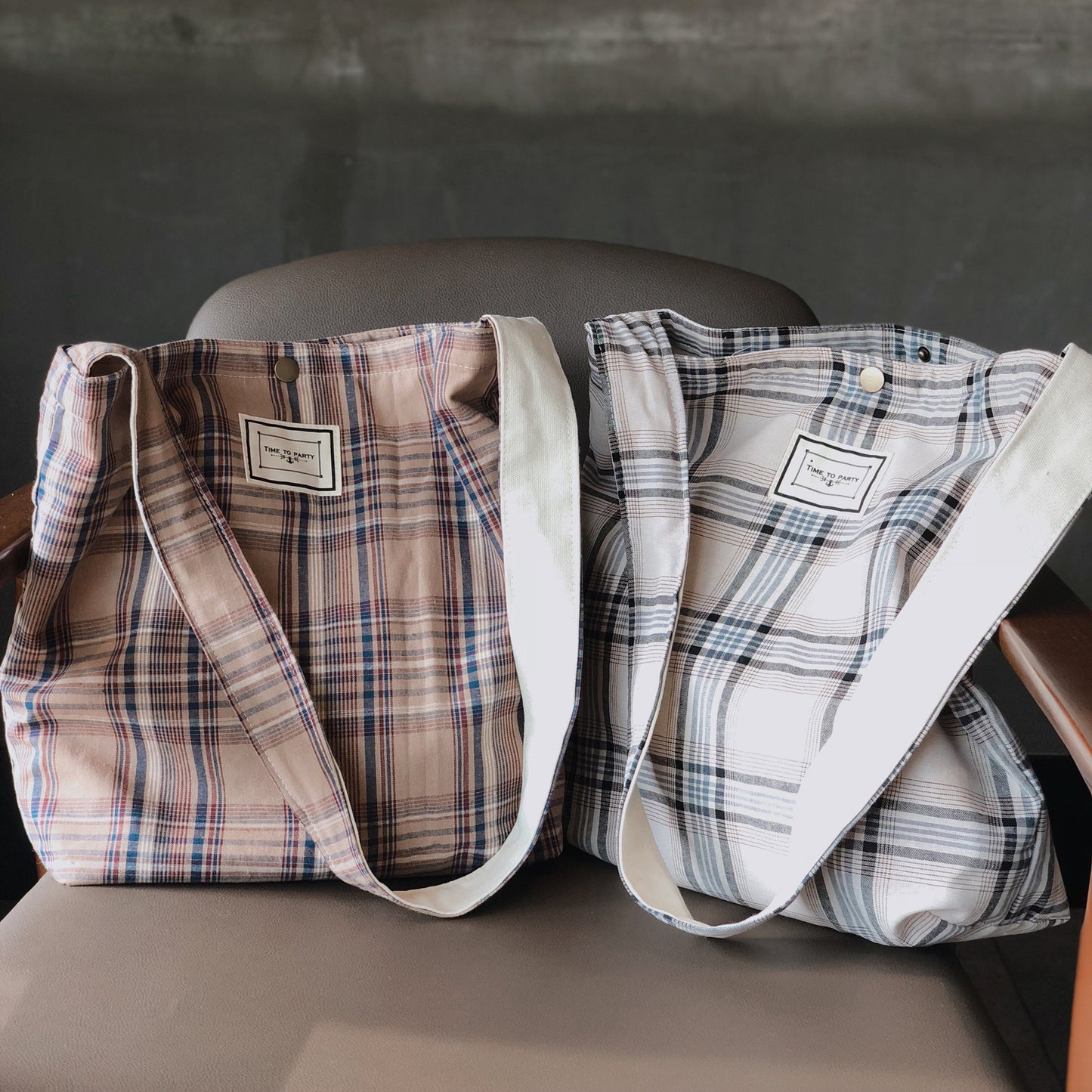 Brown Plaid Tote Bag | Plaid Shoulder Bag | Shoulder Prep Style Bag | Prep School Bag