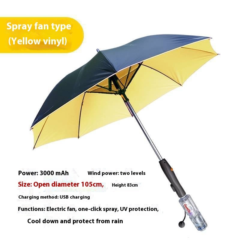 Cooling Spray Sun Umbrella With built in Fan And Water Sprinkler