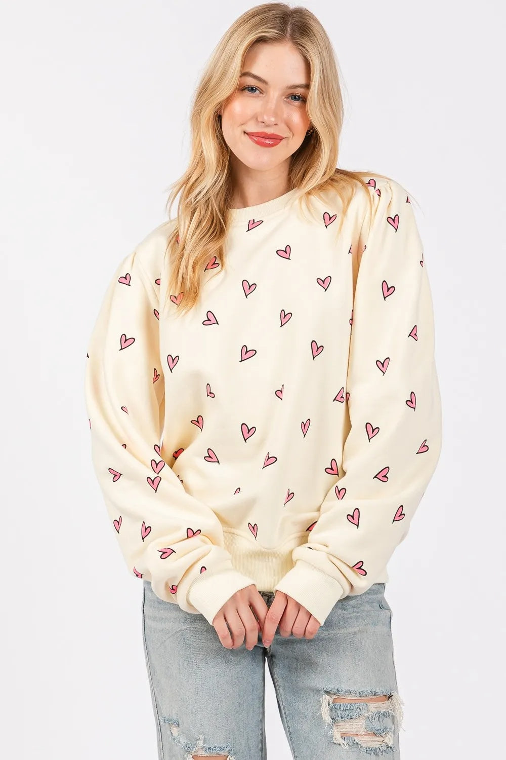 SAGE Heart Printed Sweatshirt