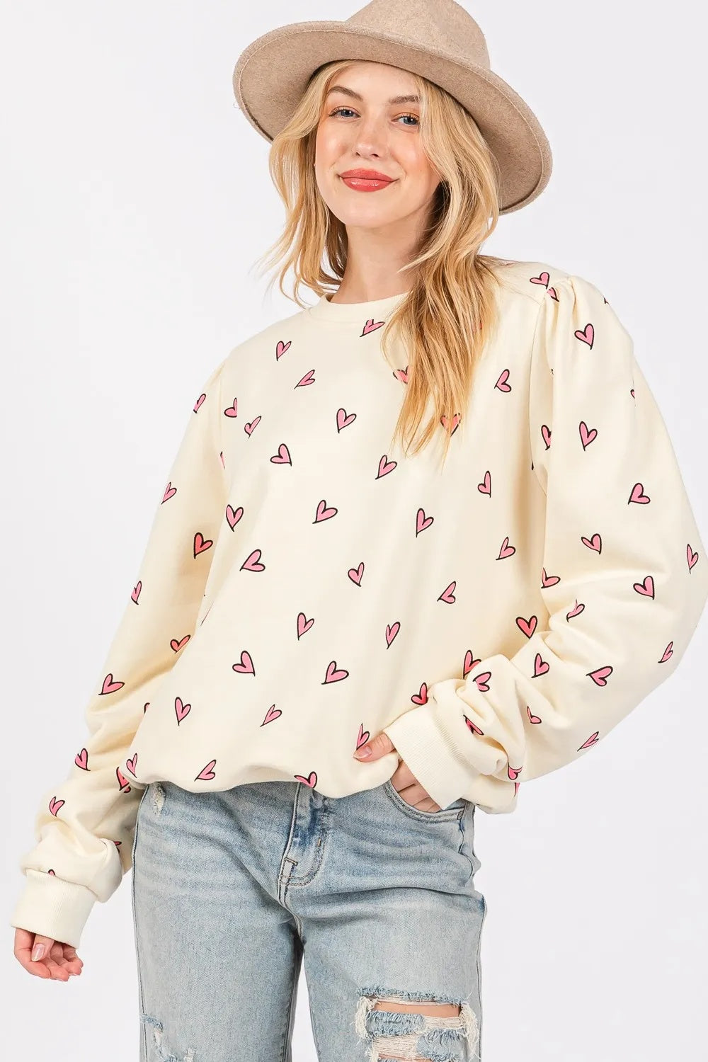 SAGE Heart Printed Sweatshirt