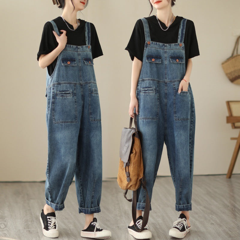 Denim Casual Overalls