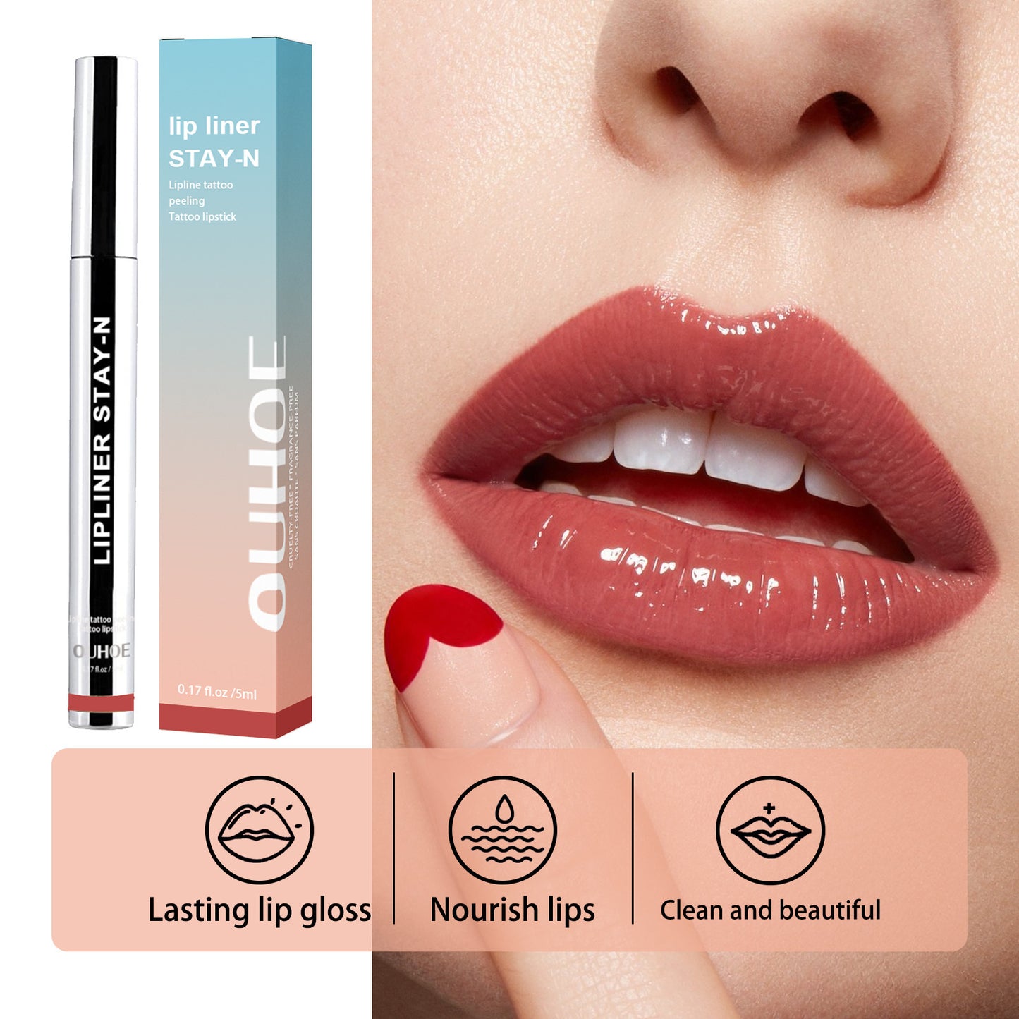 Plump Effect Lip Liner | Brown Waterproof Long Lasting Plump Soft Lip Gloss