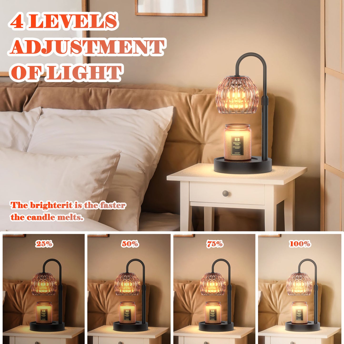 RAINBEAN Candle Warmer Lamp With Dimmer Timer and  Adjustable Height.